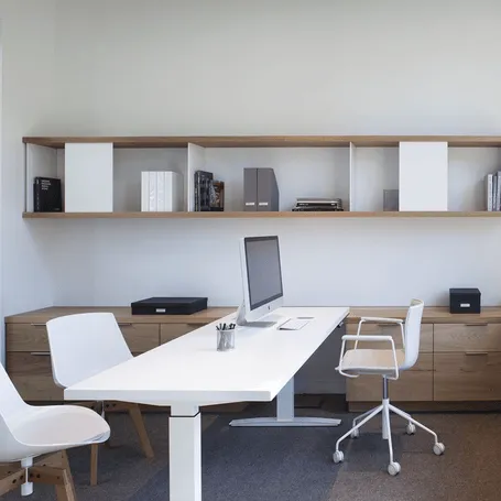Smooth paint finish on office walls