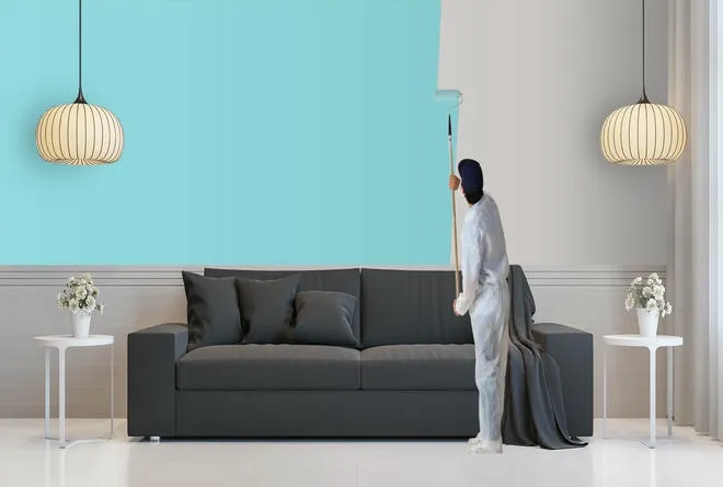 Wall Painting with Sky Blue Color